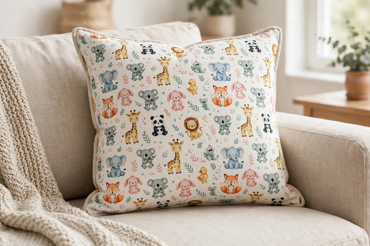 Baby Animals Print — Lifestyle cushion view
