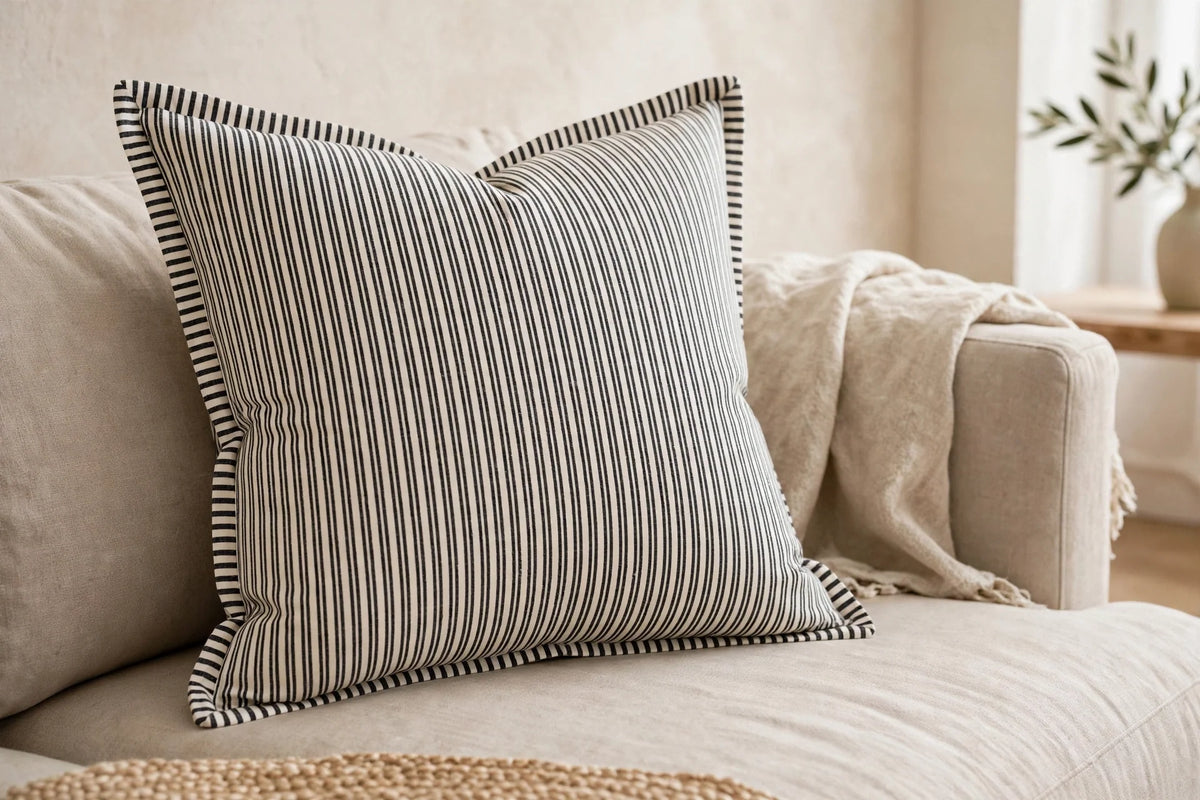 Black & White Stripe — Lifestyle cushion view