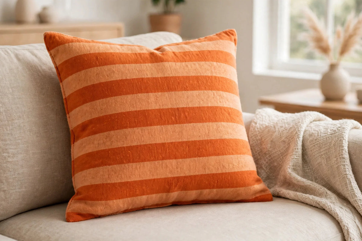 Chunky Stripe Jersey Knit — Lifestyle cushion view