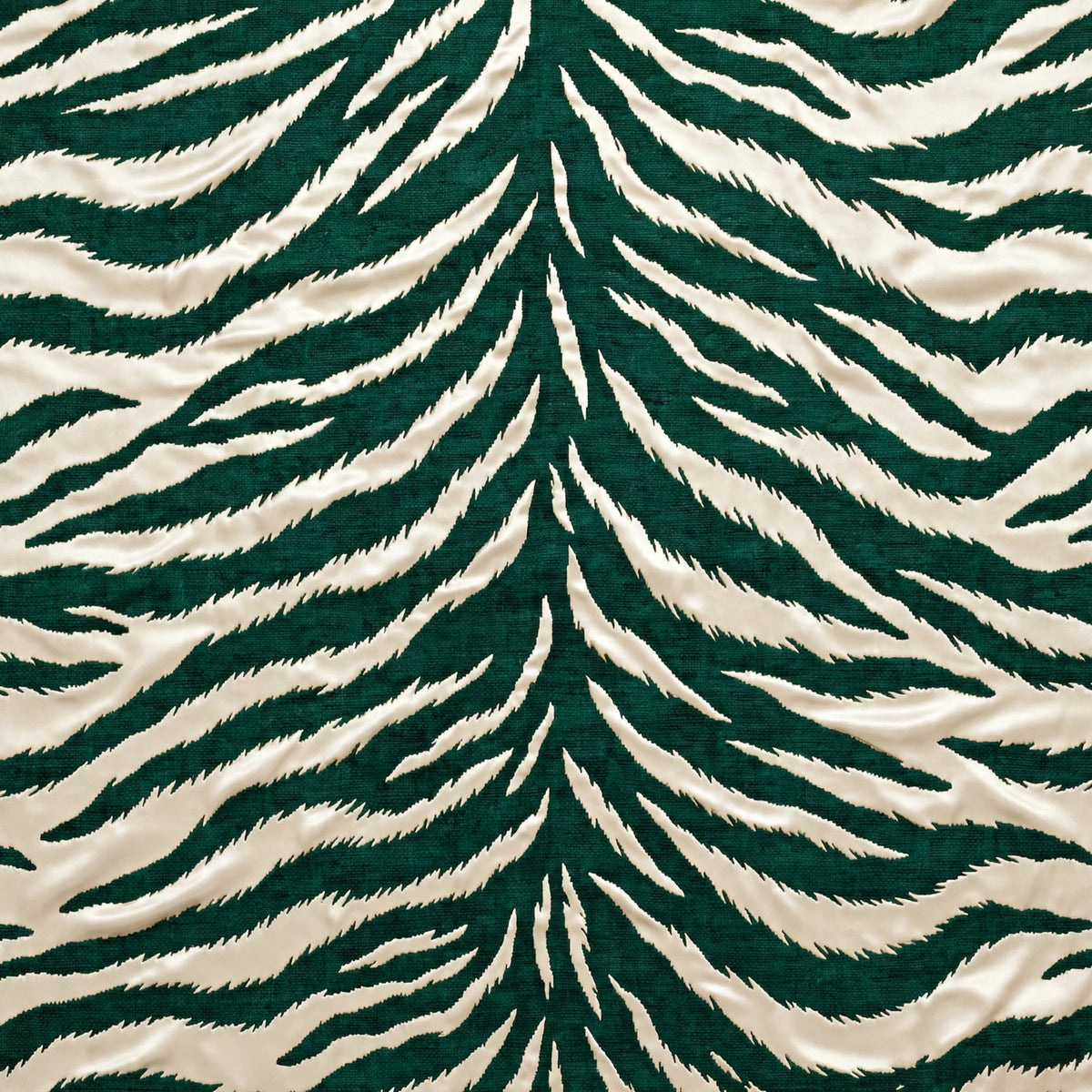 Emerald Tiger Stripe Velvet fabric texture close-up