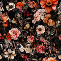 French noir dark floral fabric