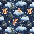 Night fantasy baby dragon fabric