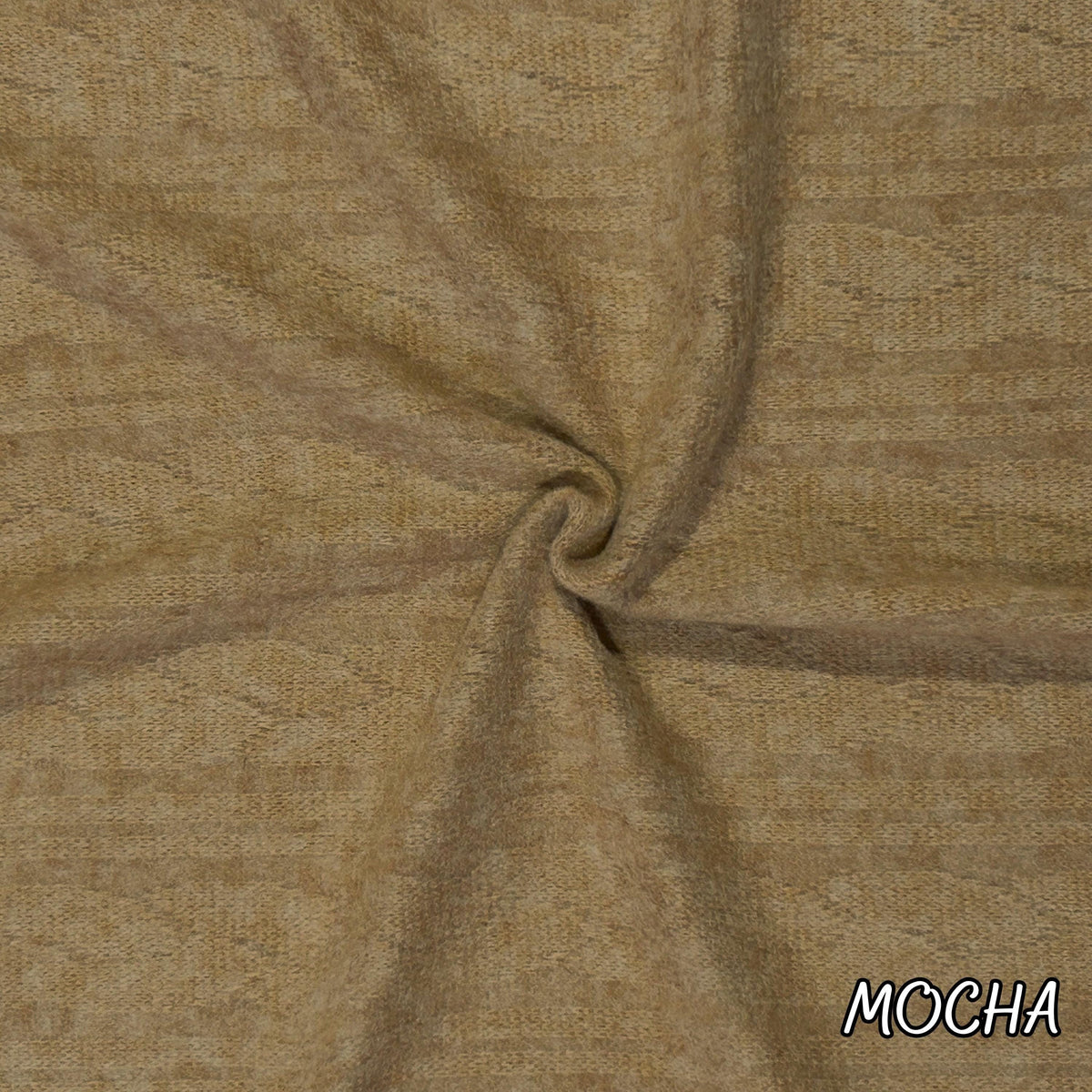 Brown cable twist knit fabric detail view