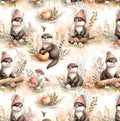 Otter woodland animal fabric