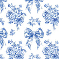 French blue ribbon toile fabric