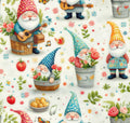 Whimsical gnome garden fabric