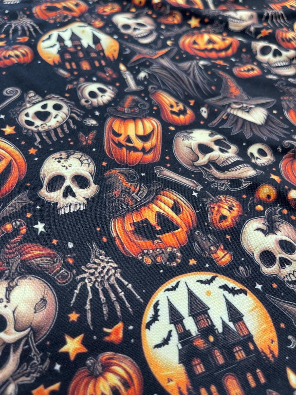 Haunted halloween spooky fabric detail view