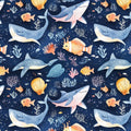 Watercolor ocean animals nursery fabric