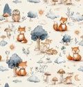 Watercolor fox nursery fabric