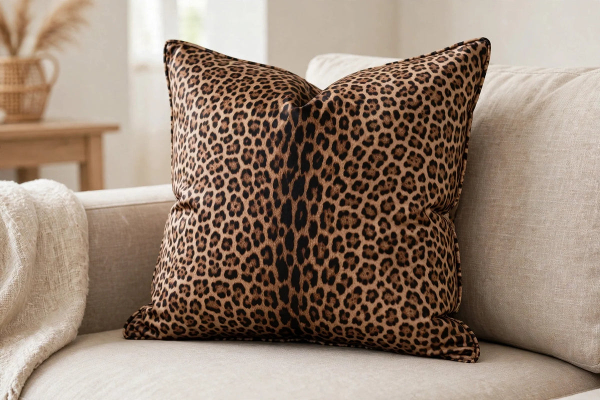 Leopard Luxe Satin — Lifestyle cushion view