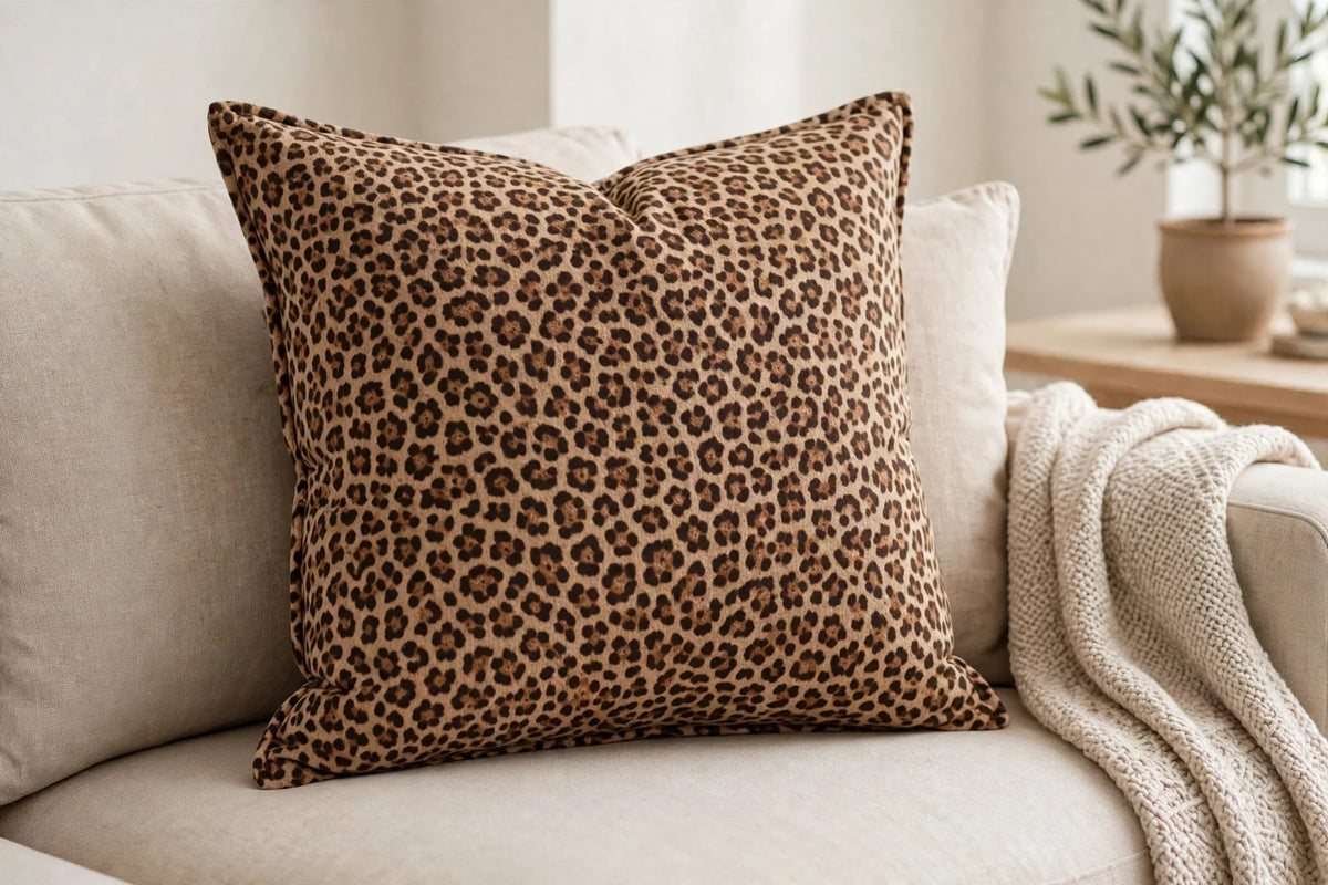 Leopard Print Cotton — Lifestyle cushion view