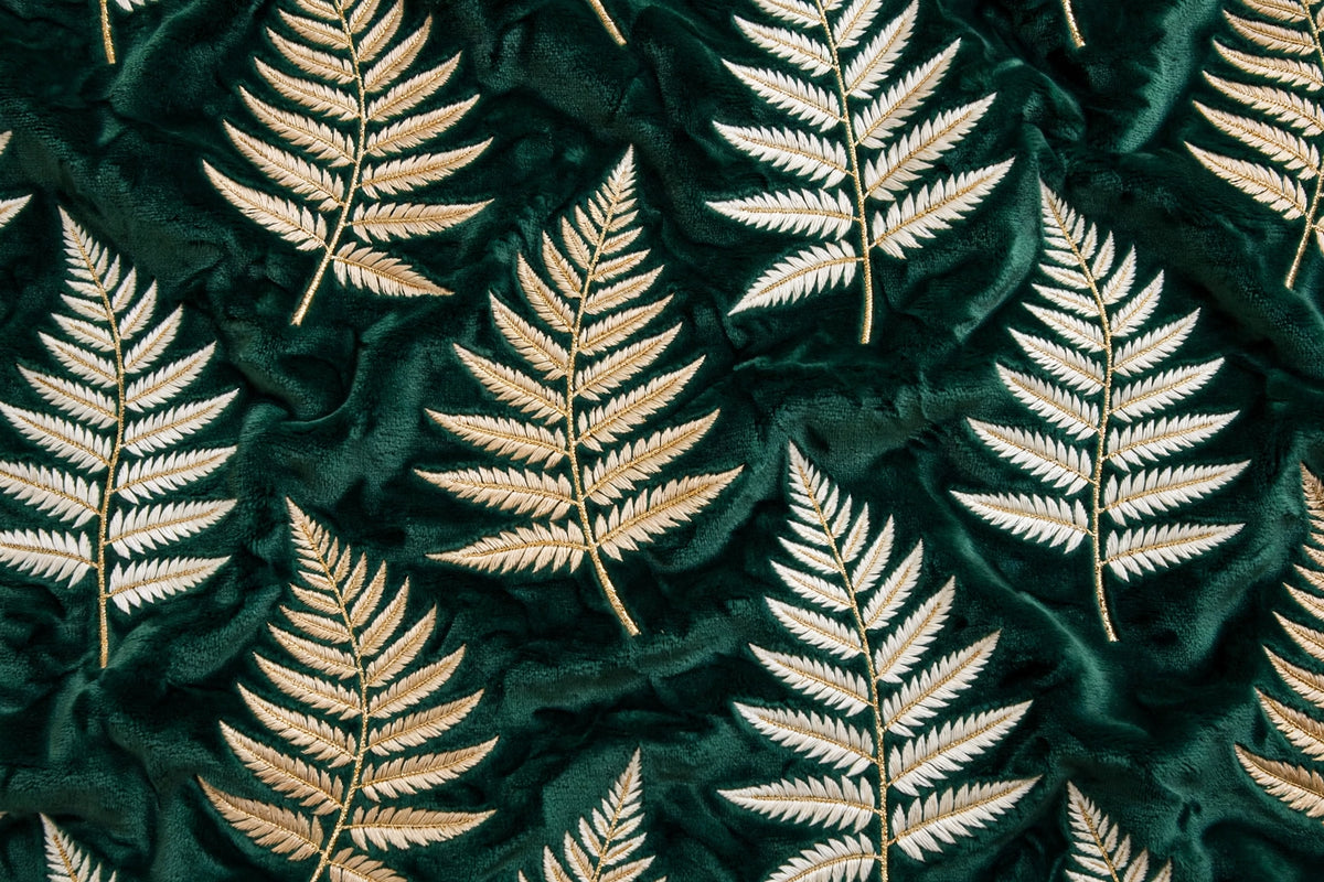 Emerald fern velvet upholstery fabric
