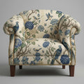Blue Bird Botanical upholstery fabric on chair