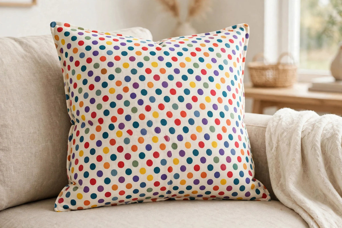 Polka Party Cotton — Lifestyle cushion view
