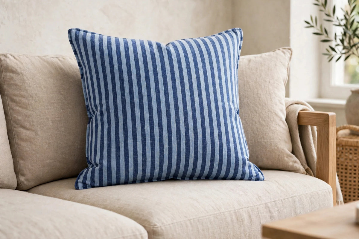 Regatta Stripe Cotton — Lifestyle cushion view