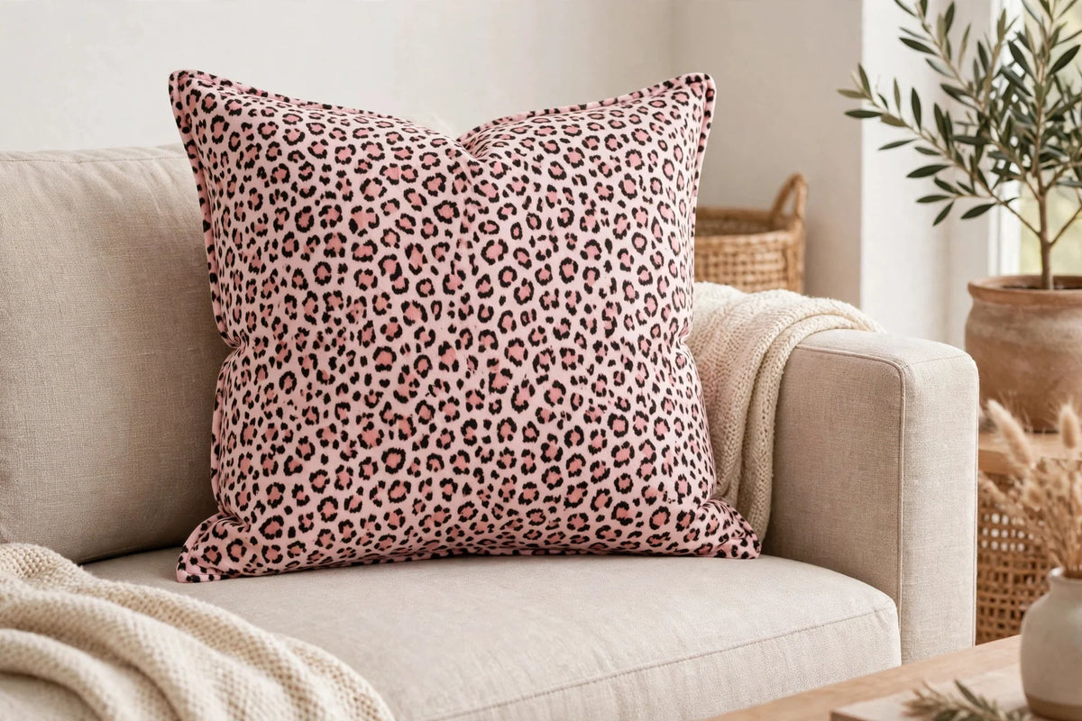 Rose Leopard Cotton — Lifestyle cushion view