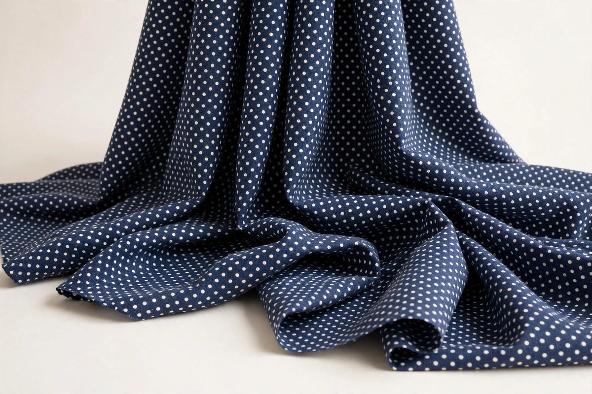 Navy Polka Dot Cotton — Original product photo