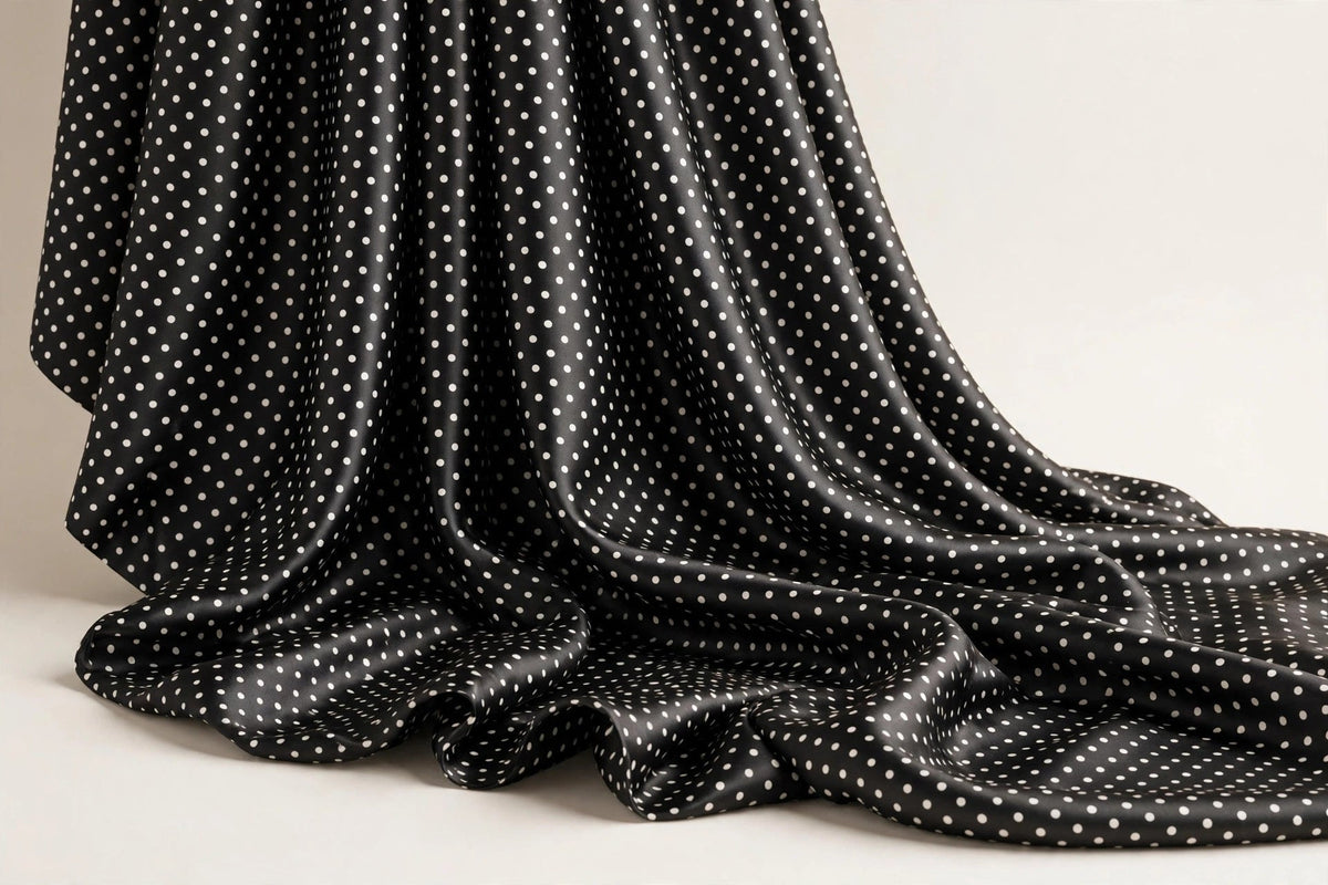 Midnight Polka Dot Satin — Original product photo