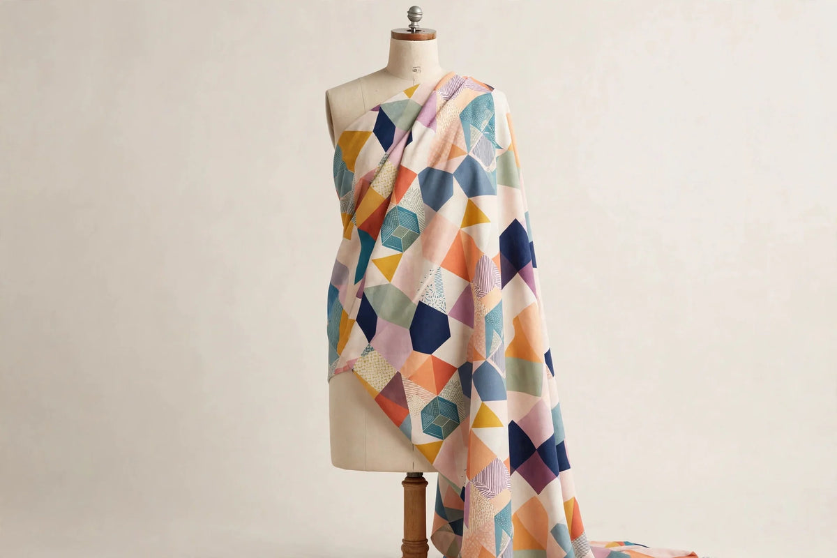 Abstract Geo Cotton — Draped view