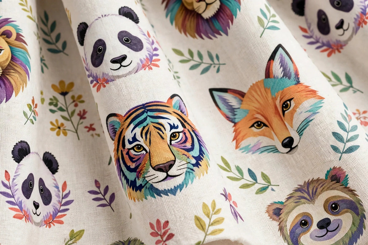 Animal Faces Cotton — Pattern detail view