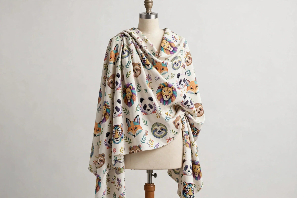 Animal Faces Cotton — Draped view