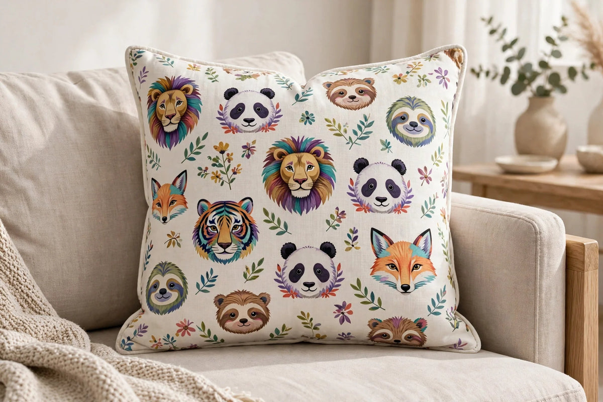 Animal Faces Cotton — Lifestyle cushion view