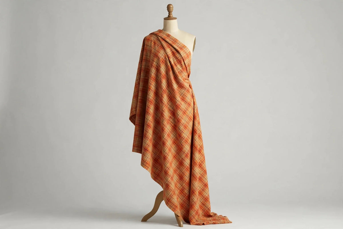 Autumn Plaid Cotton — Draped view
