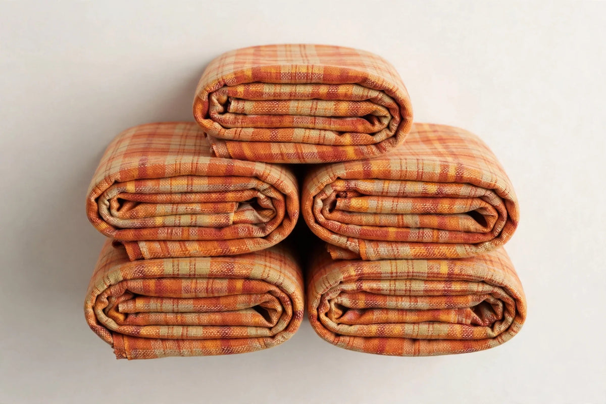 Autumn Plaid Cotton — Folded stack view