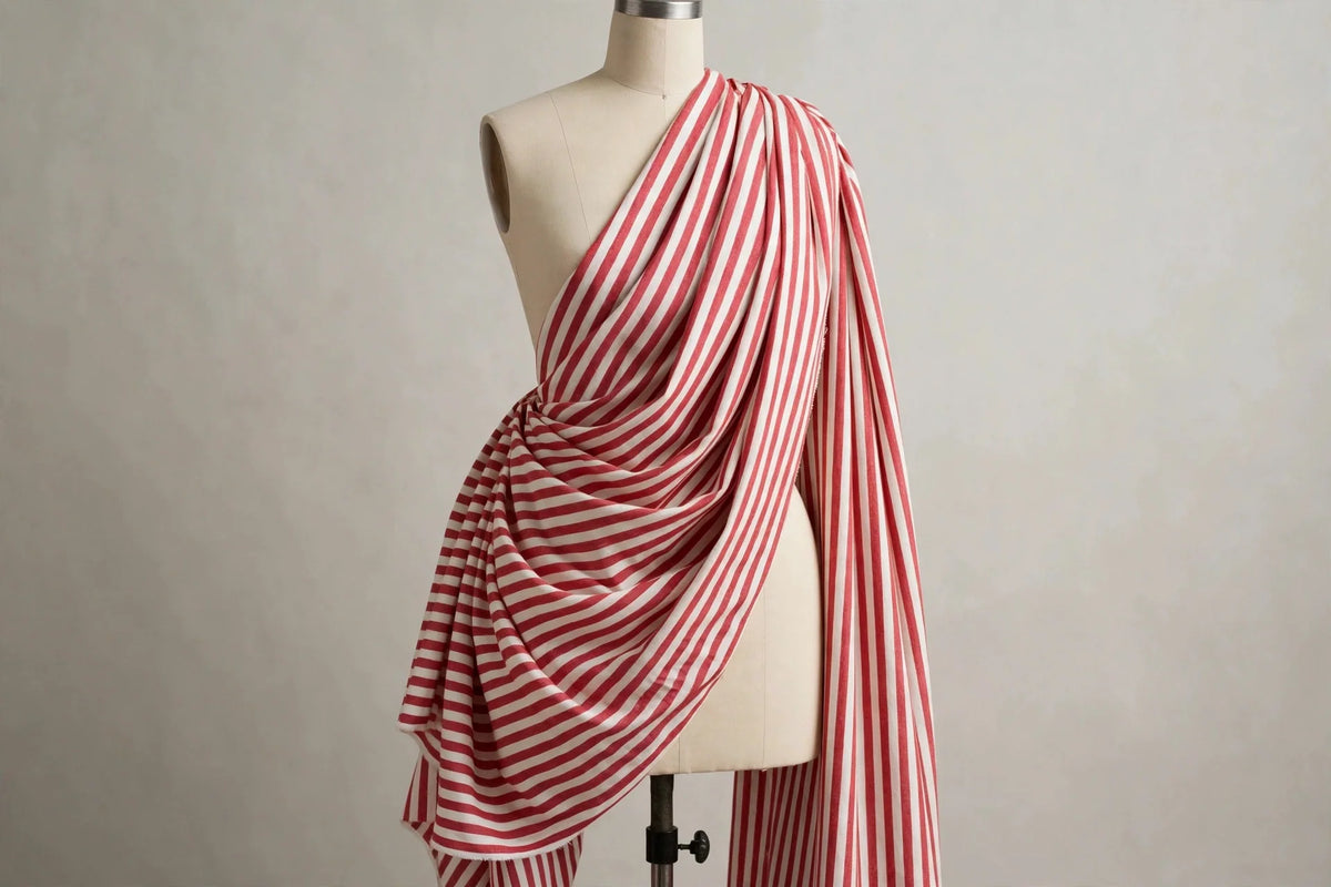 Awning Stripe Cotton — Draped view