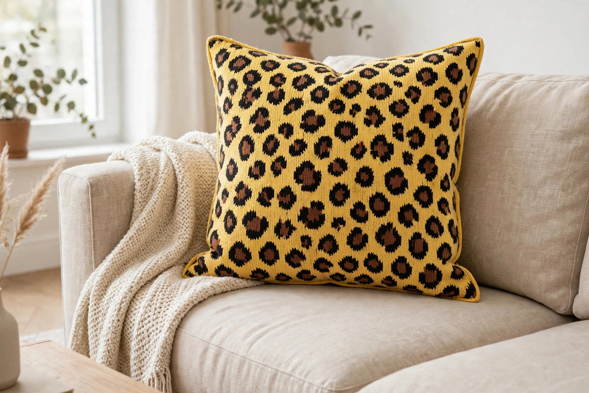 Big Cat Animal Print Knit — Lifestyle cushion view