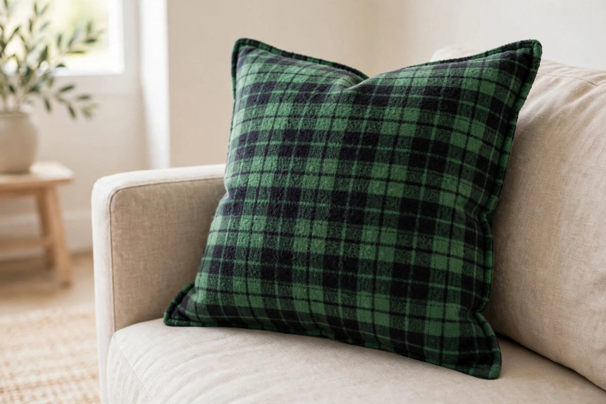 Blackwatch Plaid Flannel — Lifestyle cushion view