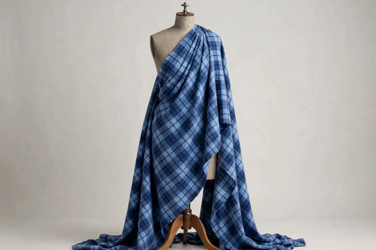 Blue Plaid Flannel — Draped view