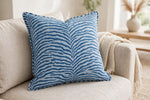 Blue Zebra Cotton — Lifestyle cushion view