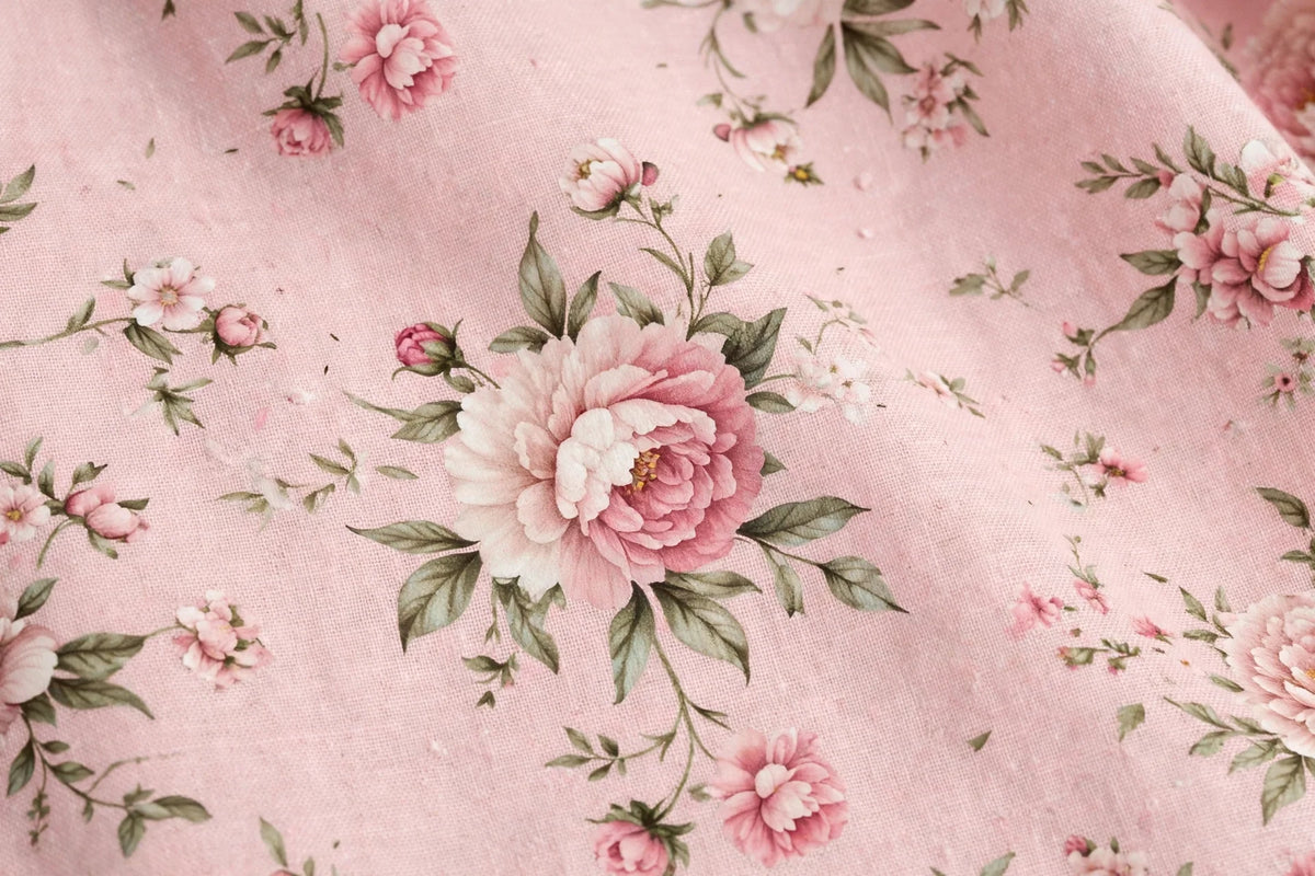 Blush Peony Floral Cotton — Pattern detail view