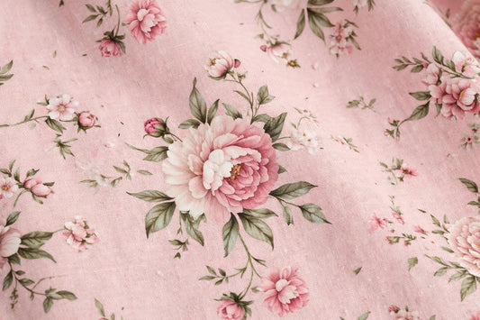 Blush Peony Floral Cotton — Pattern detail view
