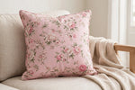 Blush Peony Floral Cotton — Lifestyle cushion view