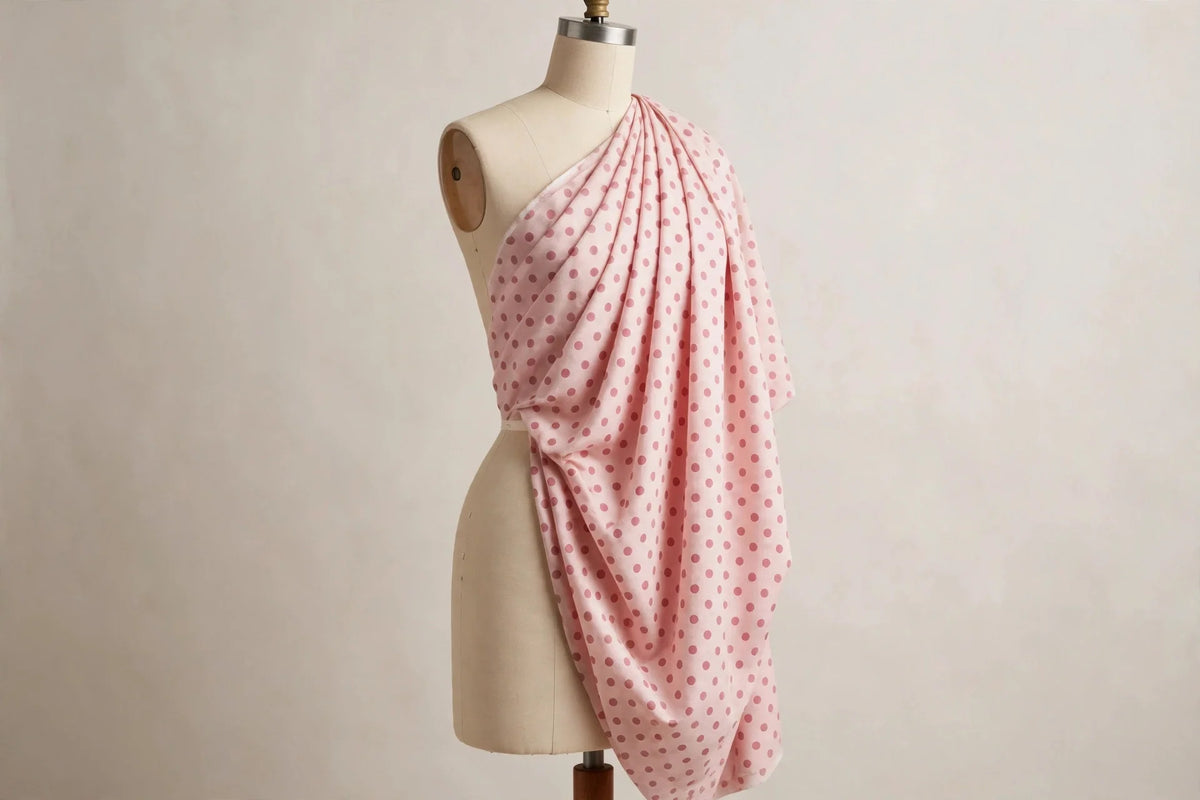 Blush Polka Dot Cotton — Draped view