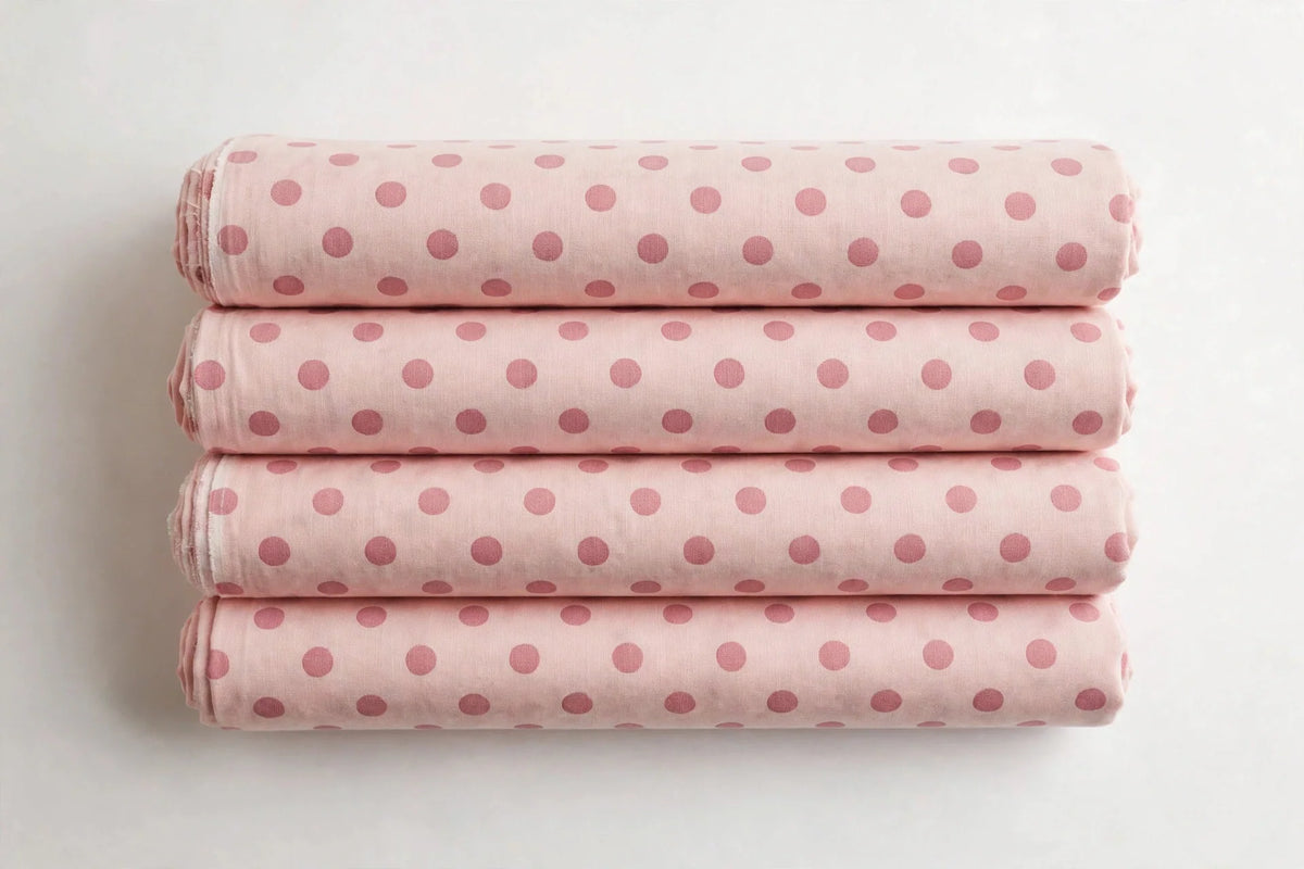 Blush Polka Dot Cotton — Folded stack view