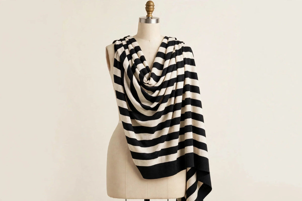 Bold Stripe Jersey Knit — Draped view