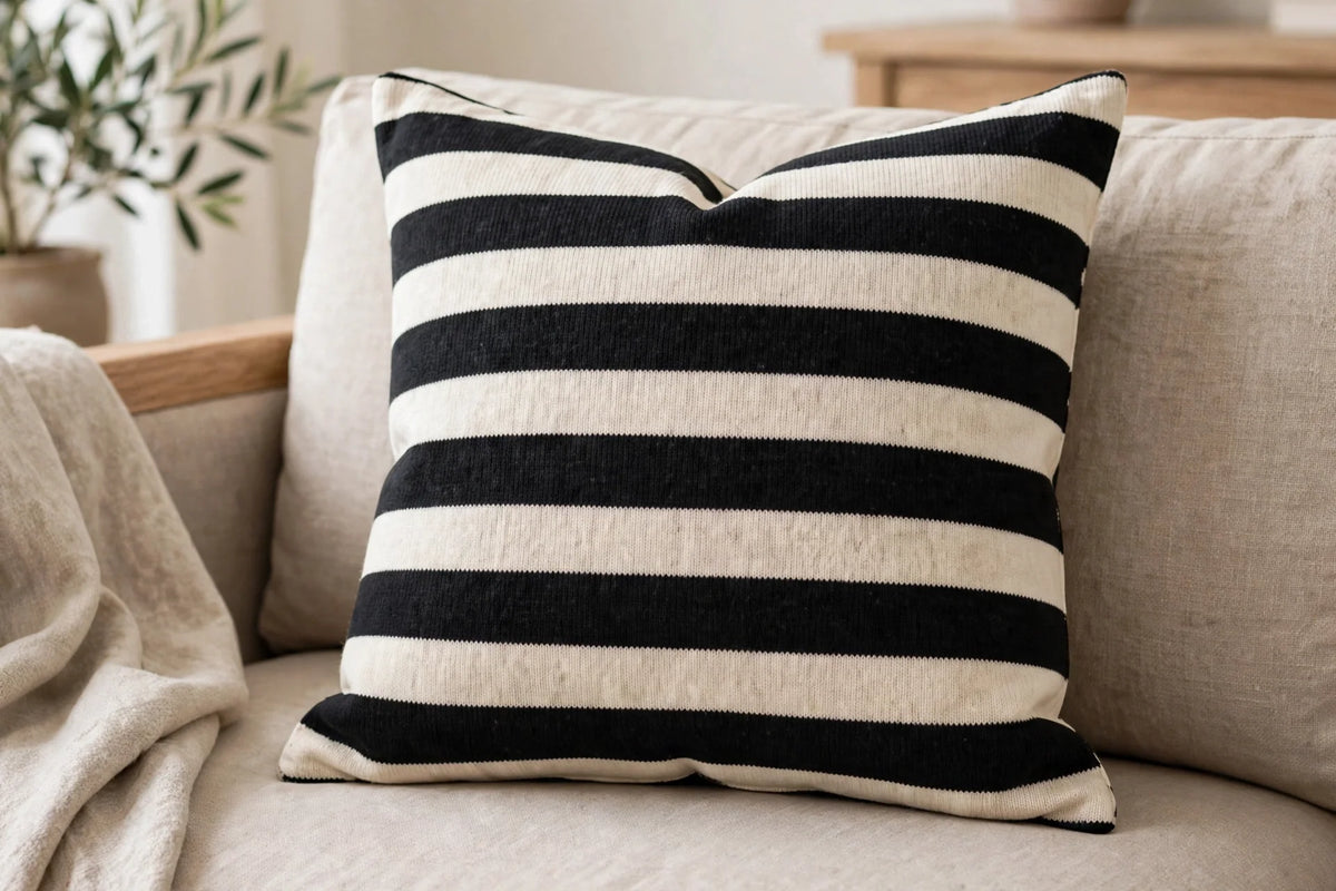 Bold Stripe Jersey Knit — Lifestyle cushion view