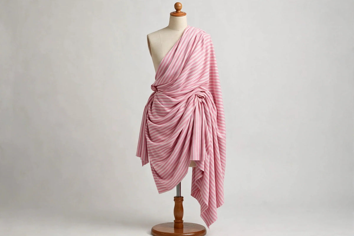 Candy Stripe Jersey Knit — Draped view