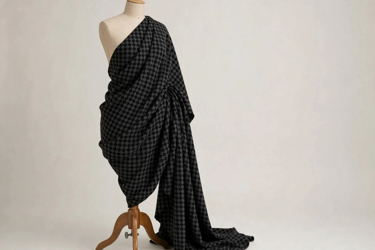 Checkerboard Knit — Draped view