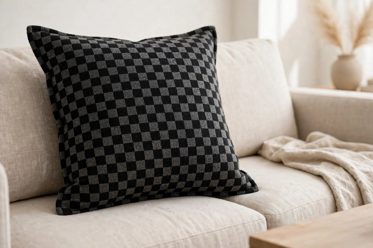Checkerboard Knit — Lifestyle cushion view