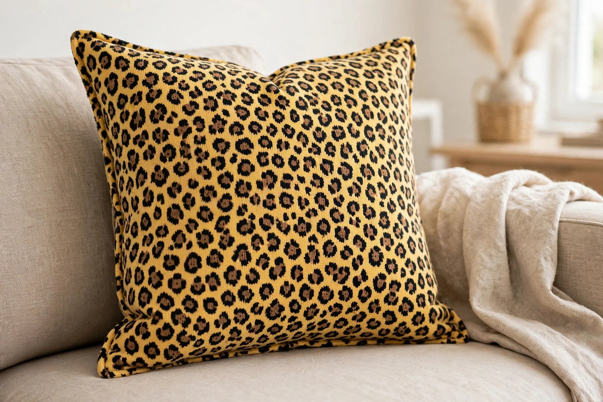Cheetah Print Jersey — Lifestyle cushion view