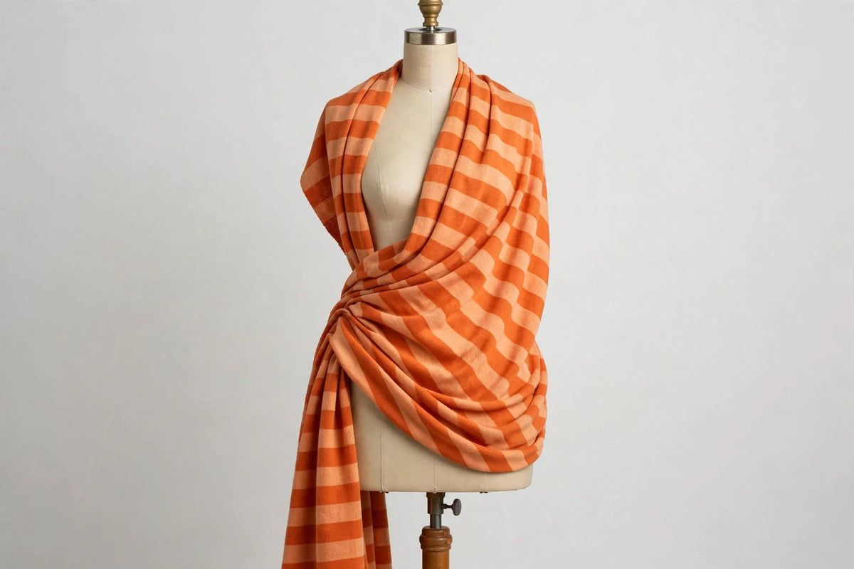 Chunky Stripe Jersey Knit — Draped view