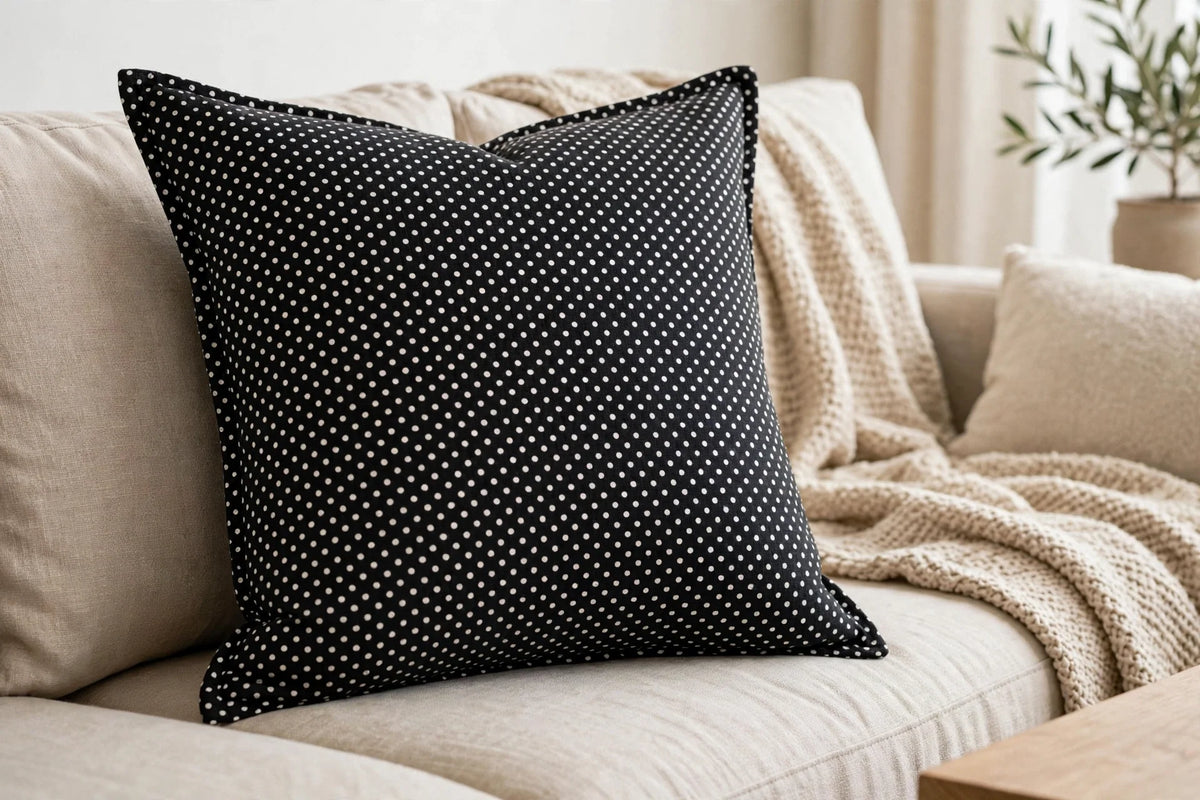 Classic Polka Dot Cotton — Lifestyle cushion view
