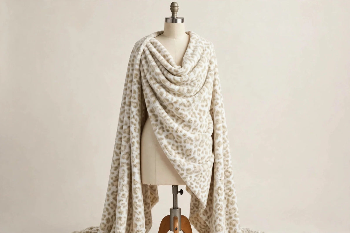 Cloud Leopard Fleece — Draped view
