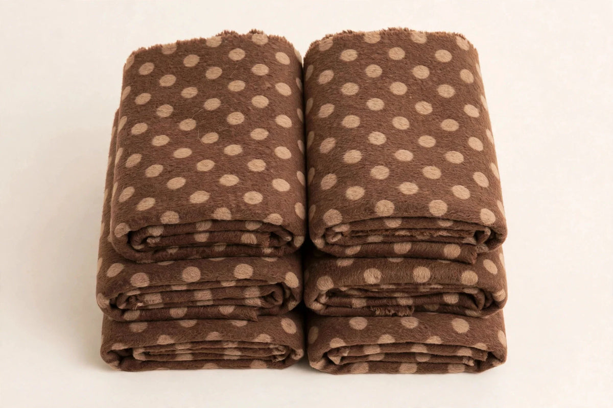 Cocoa Polka Dot Flannel — Folded stack view