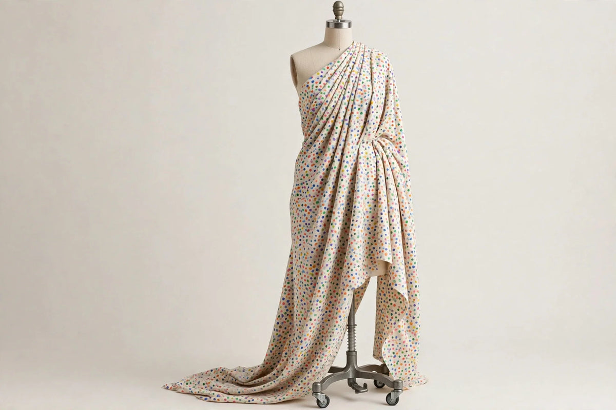 Confetti Polka Dot Jersey Knit — Draped view