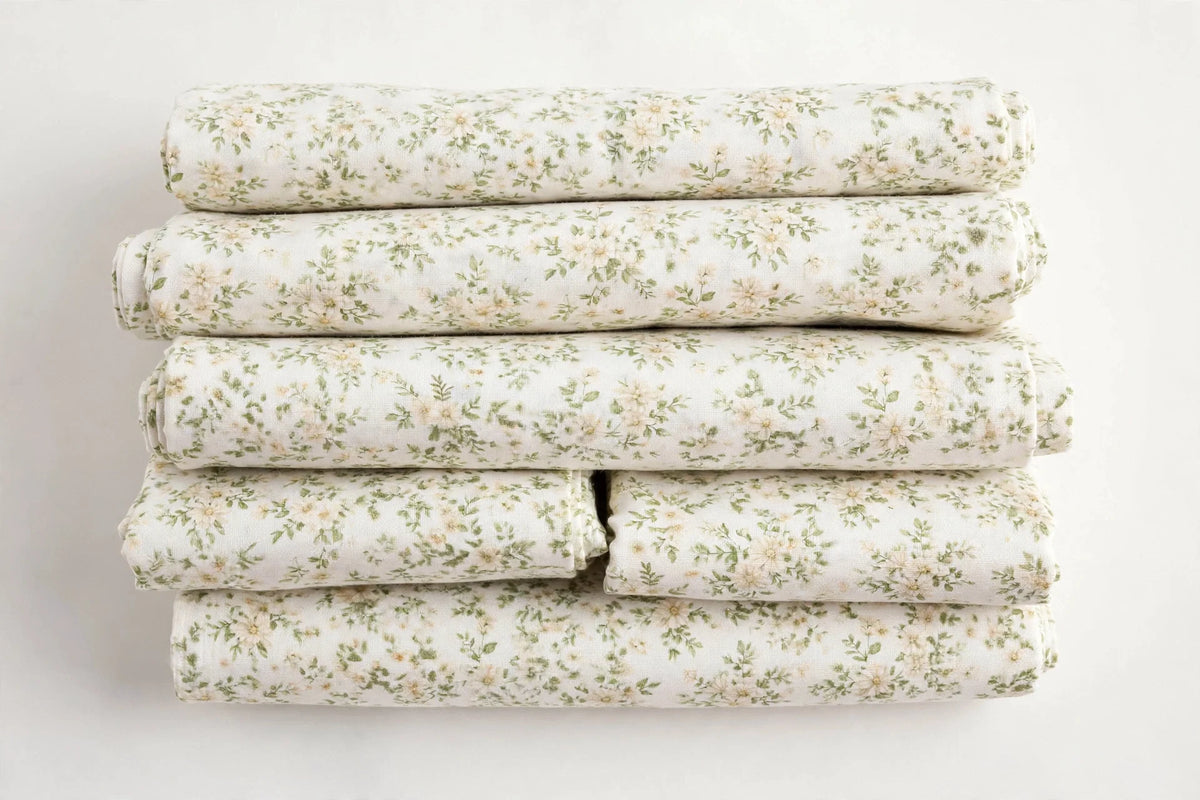 Daisy Floral Cotton — Folded stack view